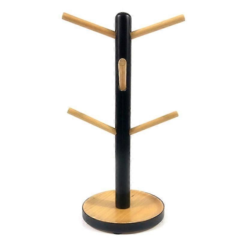 Wooden Mug Hanging Display Rack Drinkware Shelf With 6 Hooks Tree Shape Wood Coffee Tea Cup Storage