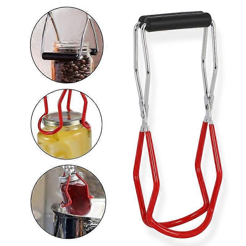 Canning Tongs,in Canning Jar Lifter Tongs,stainless Steel Jar Lifter,premier Chef Canning Jar Lifter For Take The Can From The Boiling Water (red)