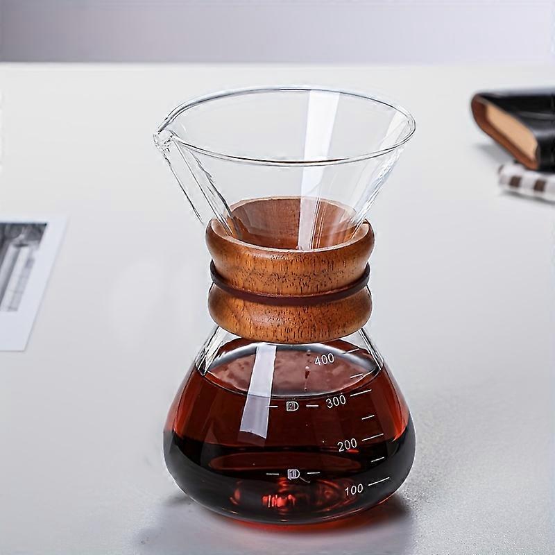 Pour Over Coffee Pot, Filter Manual Drip Coffee Pot With Solid Wooden Cover, Portable Coffee Pot, Suitable For Restaurant, Hotel, Family Gathering, Th
