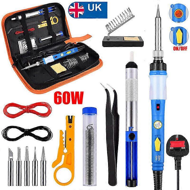 60W Soldering Iron Kit Electronics Welding Irons Solder Tools Adjustable Temp UK