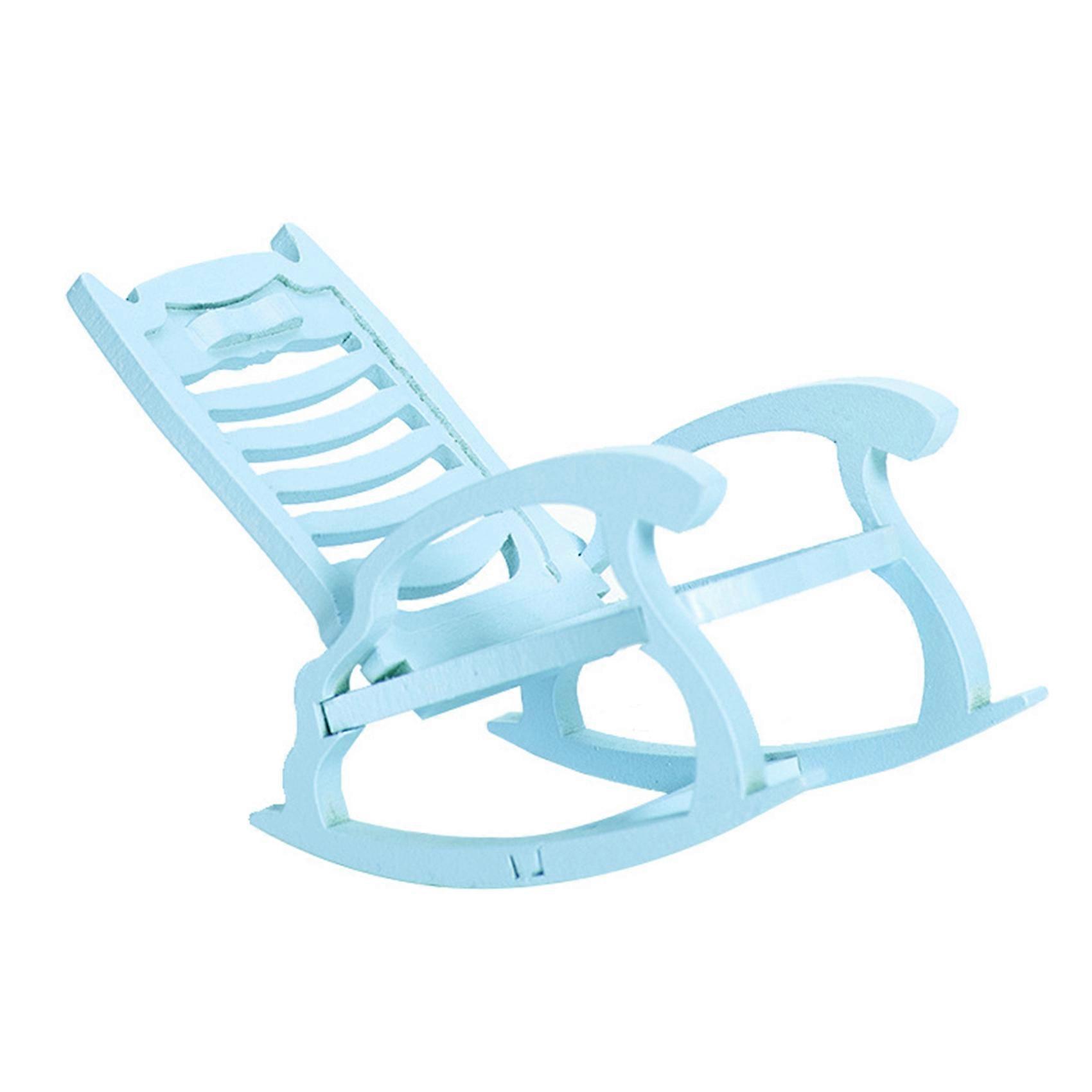 1/12 Beach Rocking Chair Miniature Furniture Simulation Living Room Furniture Accessories Blue