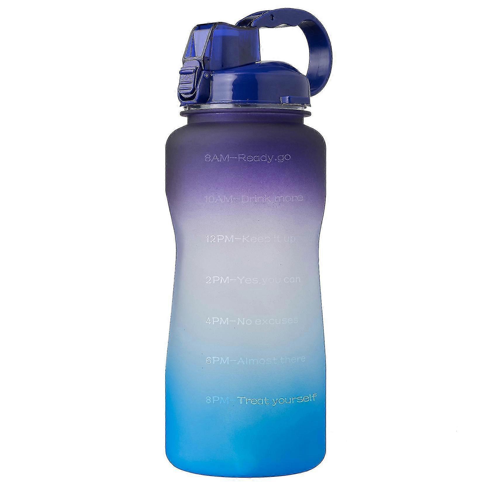 2000ml Motivational Outdoor Water Bottle With Time Marker And Straw, Leakproof Tritan Bpasports Bottle