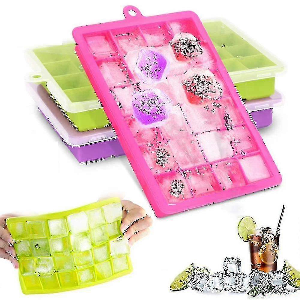 Ice Cube Trays With Lids, 3 Pack Silicone