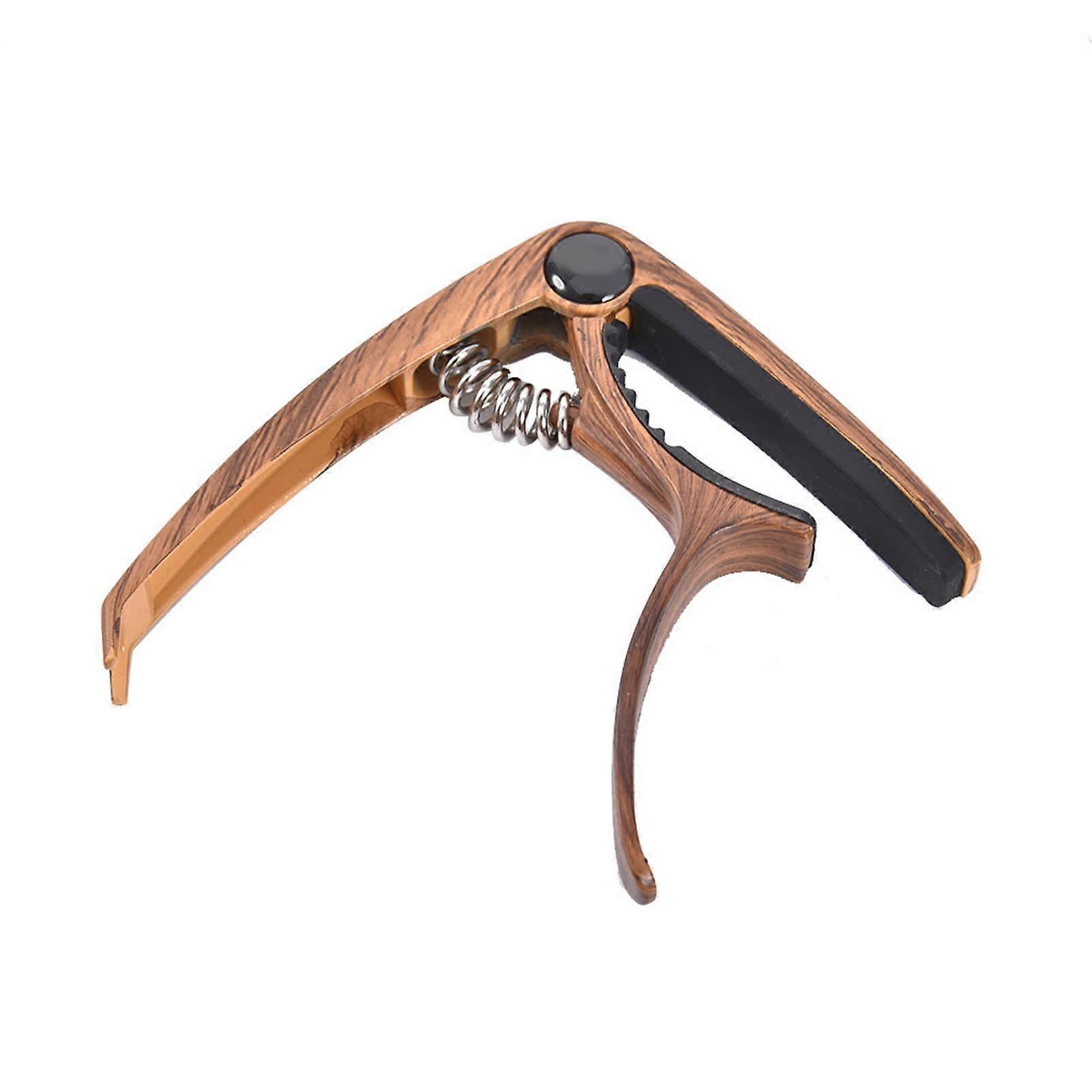 Guitar Capo Pick Set Alloy Wood Grain Glossy Universal Capo with Pick Bag for Performance