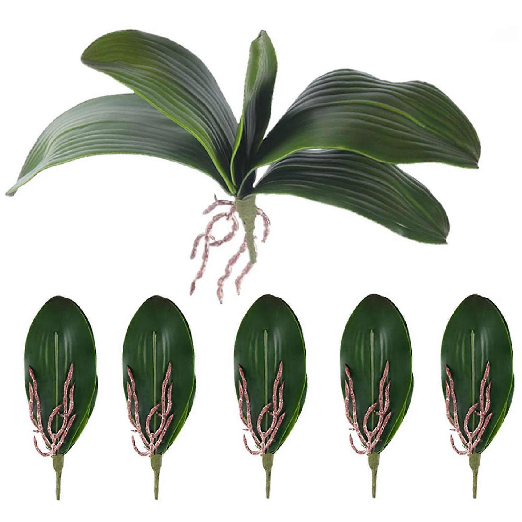 Phalaenopsis Orchids Leaves Artificial Real Looking Roots Latex Contact Plants Green Faux Leaf Arra