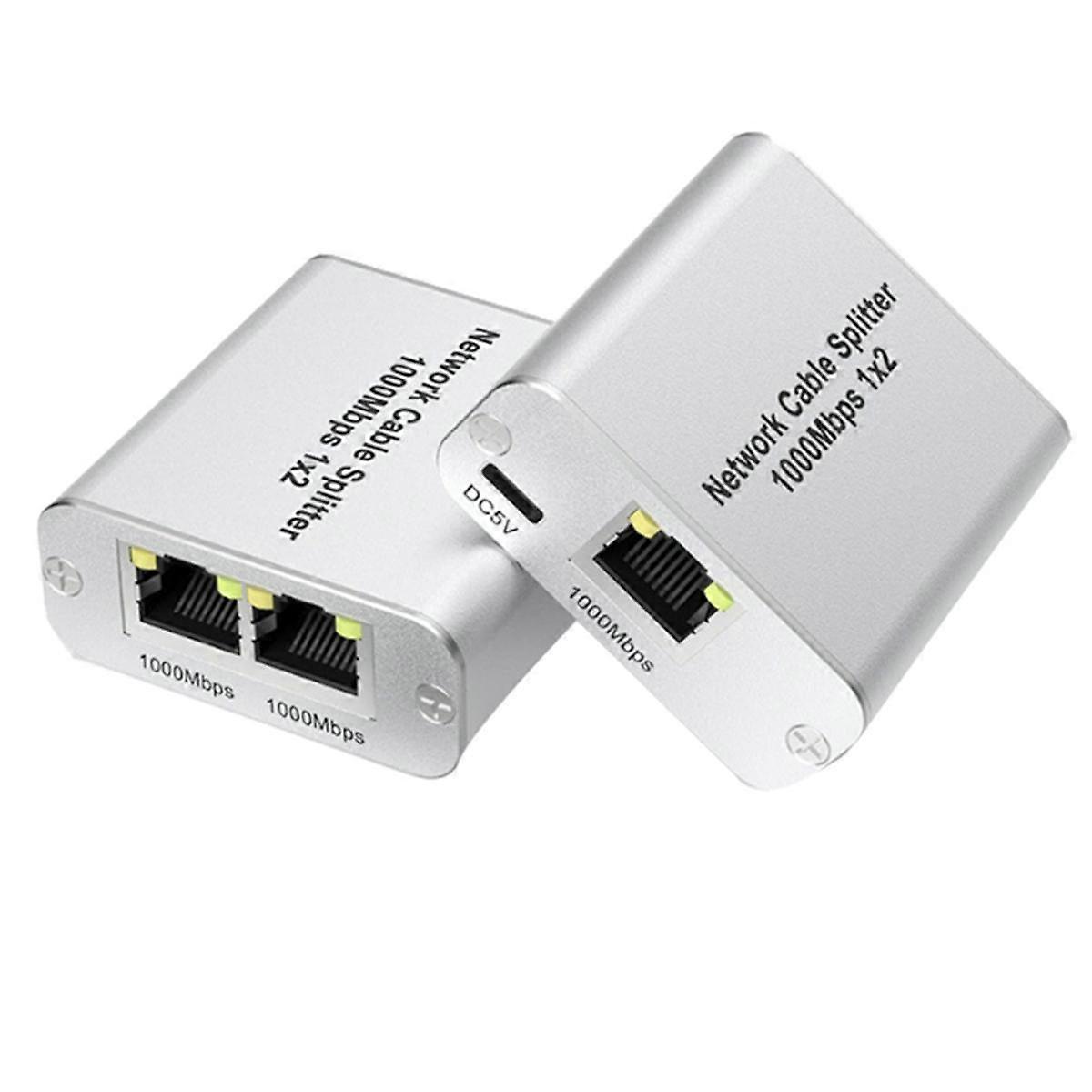 Ethernet Splitter 1 to 2 High Speed Gigabit Ethernet Switch 2 Port Internet RJ45 LAN Splitter for C