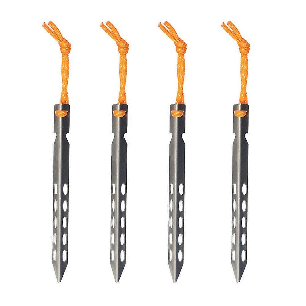 屋外テントスカイカーテングラウンドネイルチタン合金キャンプキャンプビーチスノーテントネイルV字型ベルトロープ16cm-キャンプ、ハイキング、ガーデニング、CA用