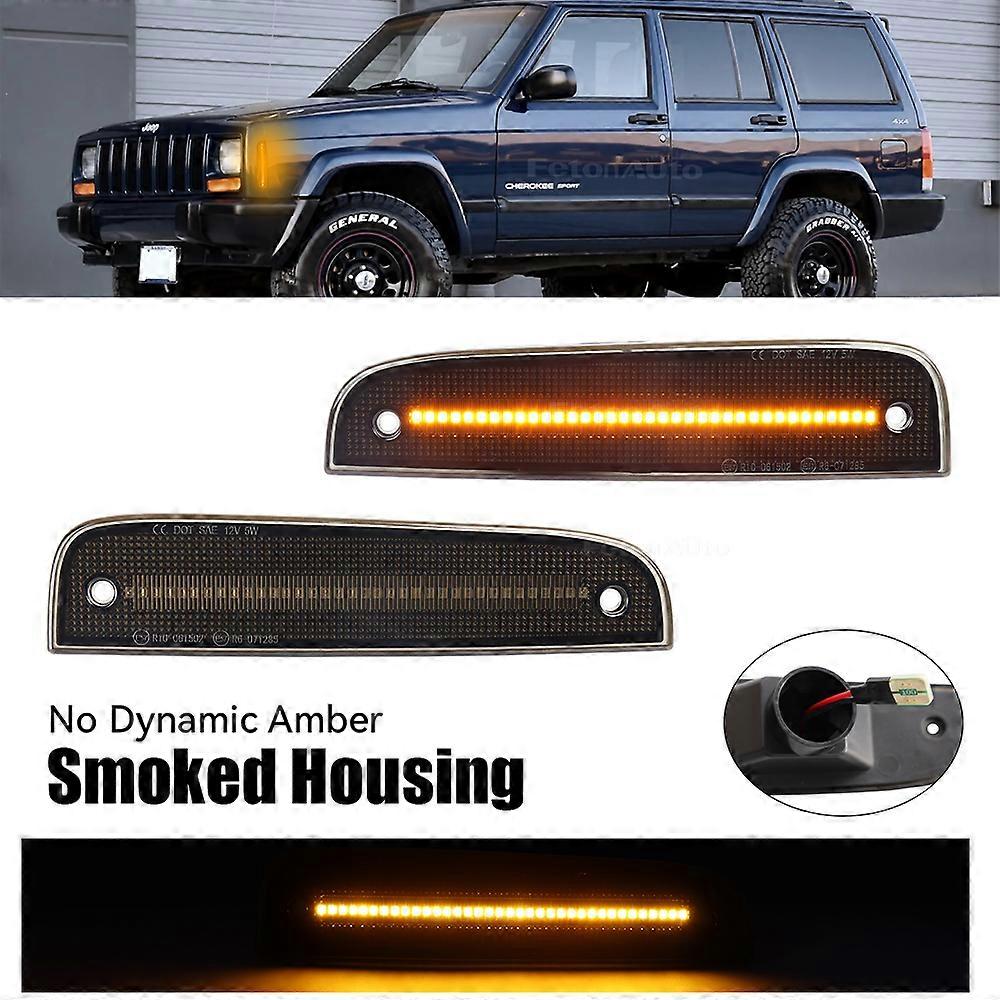 Smoked Lens Amber LED Car Front Bumper Side Marker Turn Signal Lights For 1997-2001 Jeep Cherokee Fender Flare Light OEM Replace