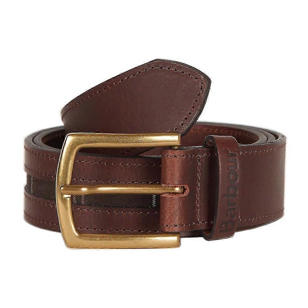 Barbour International Tartan Piped Leather Belt.