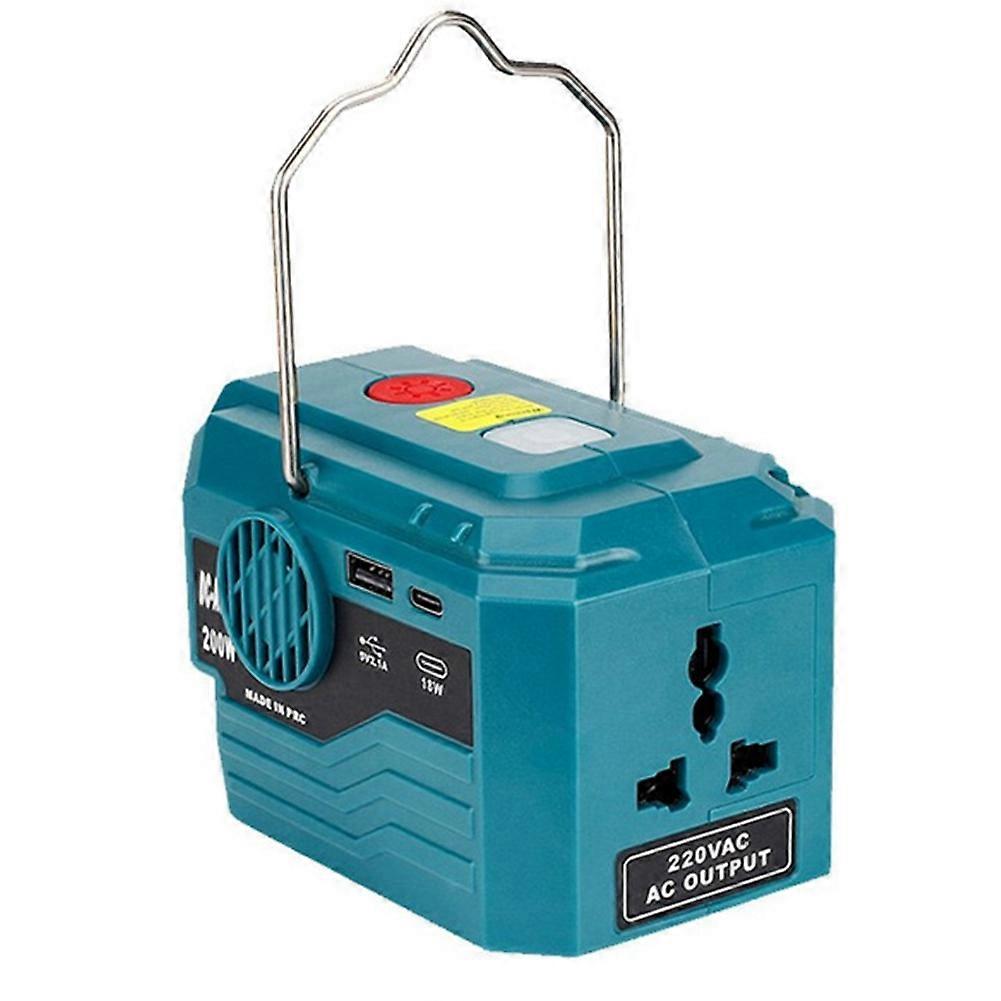 Onduleur à batterie Li-Ion 200W pour 18V à AC 220V, onduleur d’alimentation avec lampe de travail LED, USB
