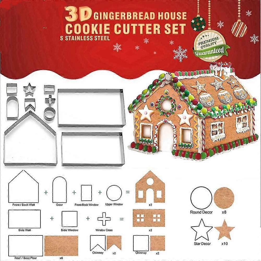 (set of 10) gingerbread house cookie cutter set, bake your own small christmas house kit, chocolate house, haunted house, gift box packaging
