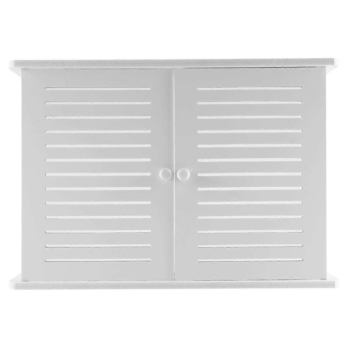 Wireless Wifi Router Storage Boxes Wooden Box Cable Wire Bracket Wall Hanging Plug Board Shelf -Dou