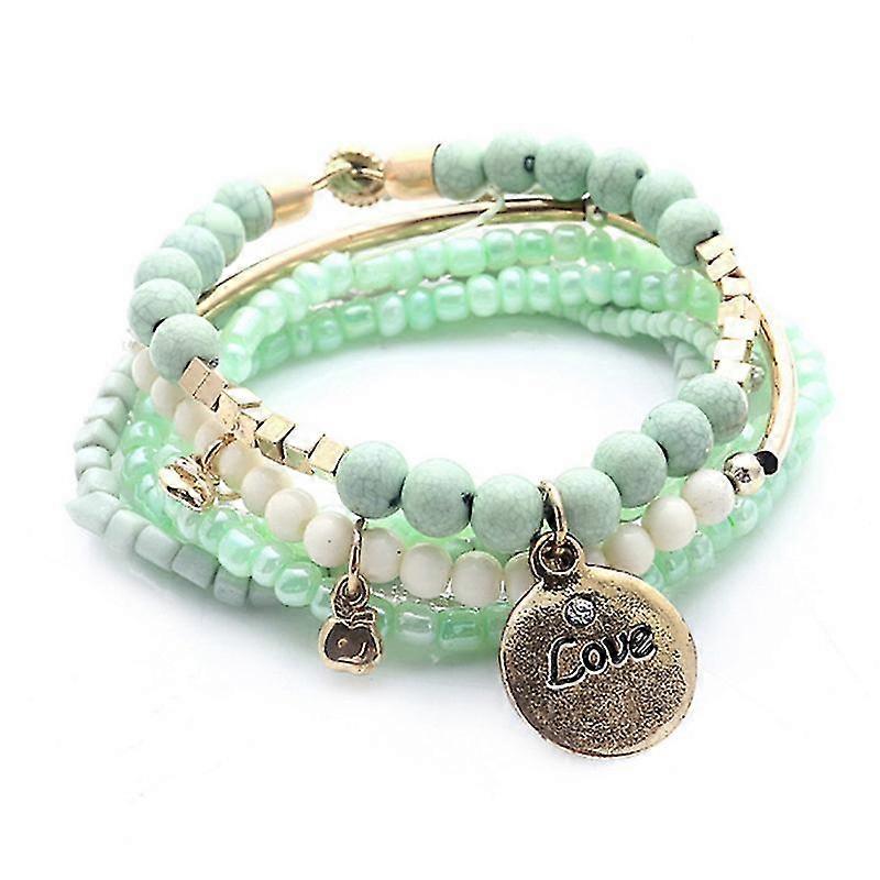 Bohemian Stackable Bead Bracelets For Women Stretch Multilayered Bracelet Set
