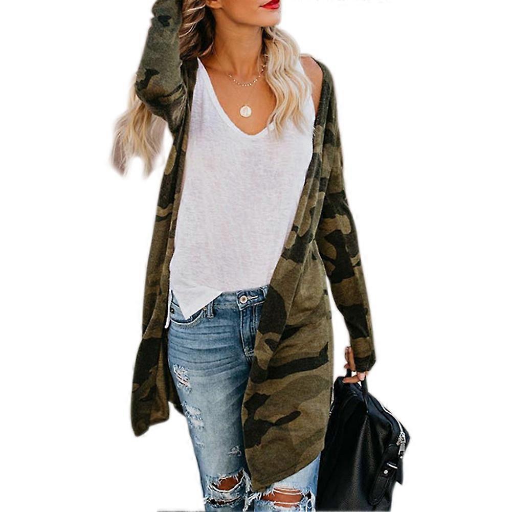 Frauen Leopard Kimono Strickjacke Mantel Offene Front Langarm Frühling Herbst Tops