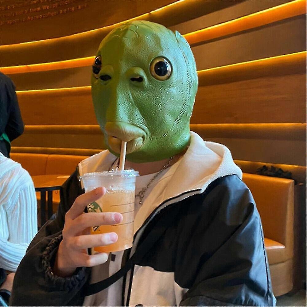 Amusing Green Fish Head Mask Halloween Party Cosplay Funny Mask | Fruugo NO, image size:1000x1000