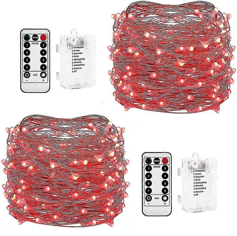 Battery-operated String Lights. 2 Pack 3 * Aa Battery Powered Copper Wire Remote Control Timer Waterproof Led Firefly Lights