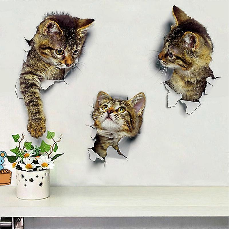 3PCS 3D Wall Stickers Cats Self Adhesive