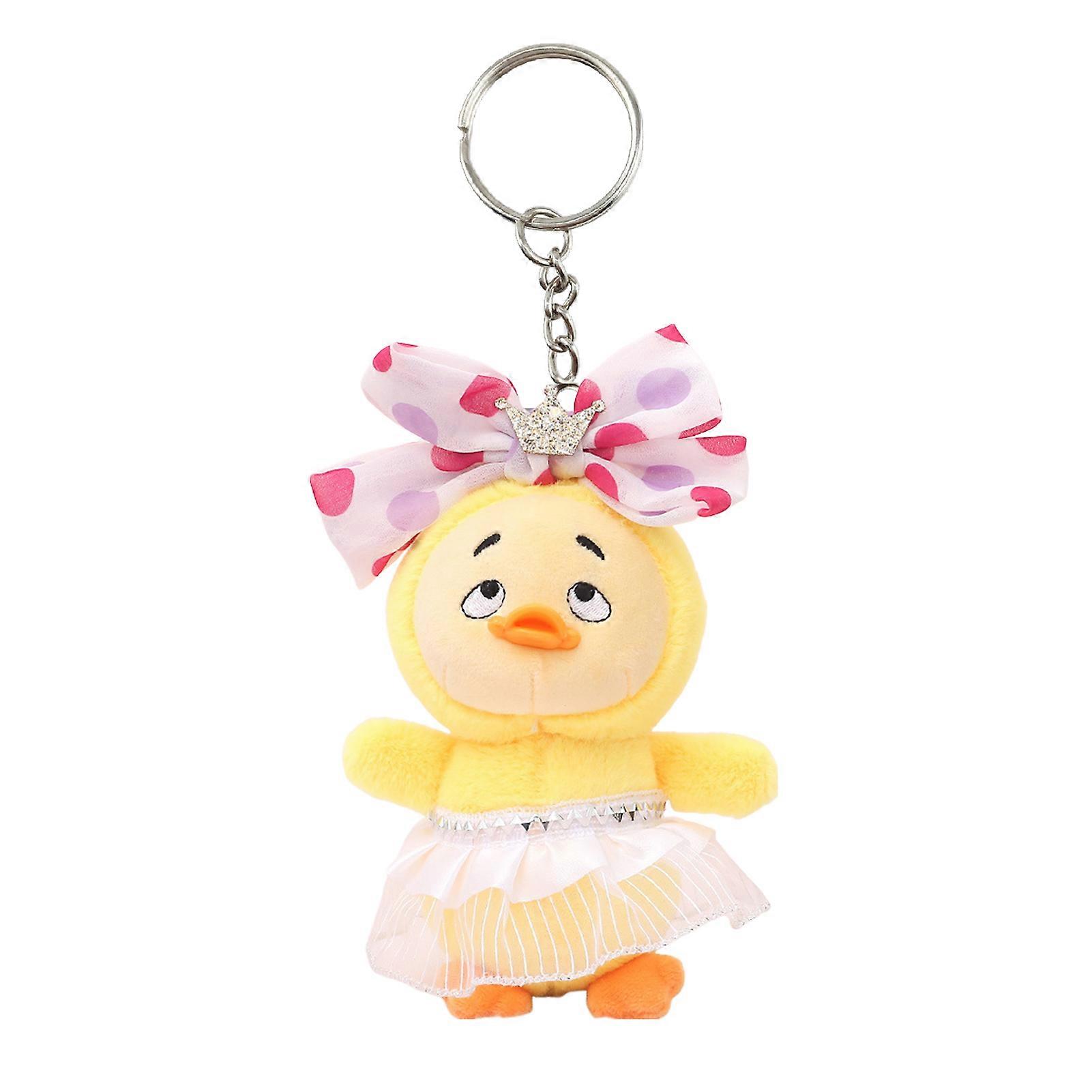 Plush Doll Keychain Pendant Bag Ornament Yellow Duckling Stuffed Toy Cute Soft Key Ring for Car Keys Backpack Wallet