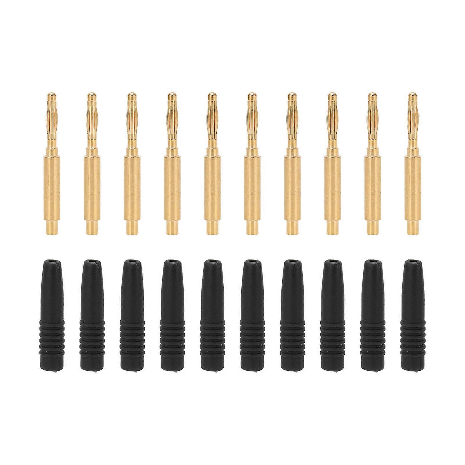 10 pz Spine a banana placcate in oro 2mm connettore maschio isolato spine metalliche con alloggiamento per apparecchiature di collaudoNero