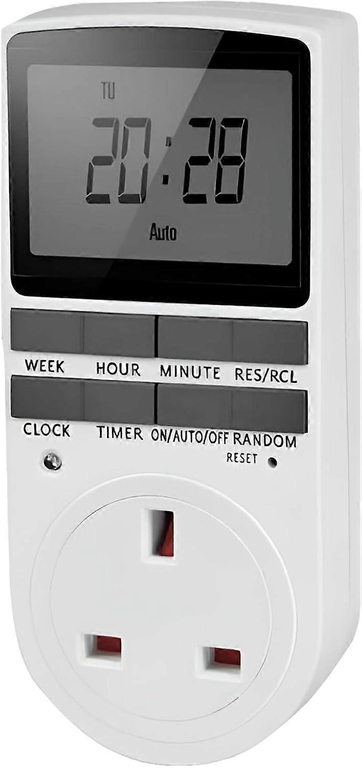 Digital Timer Switch ,Programmable Timing UK Plug Socket with LCD Display Security Tool, for Home and Indoor-1pcs