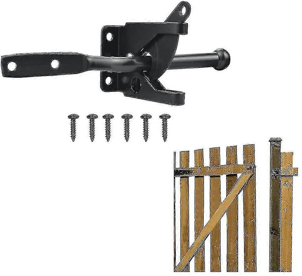 Rustfritt stål Gate Lås Automatisk Gravity Lever Automatisk Svart Gate Lås Med M3 X 26 Skruer For Timber Gate Og Fence Gate Suffolk J Fence Gate