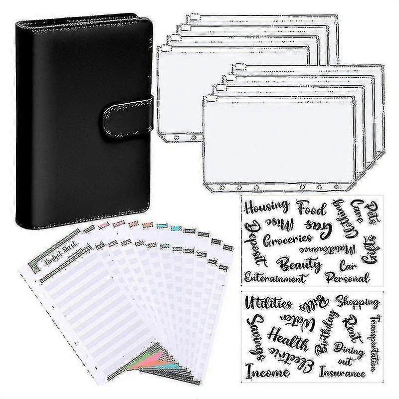 A6 Binder Budget Planner Notebook Covers Folder Size 6 Hole Pockets Plastic Zipper Money Saving Envelope