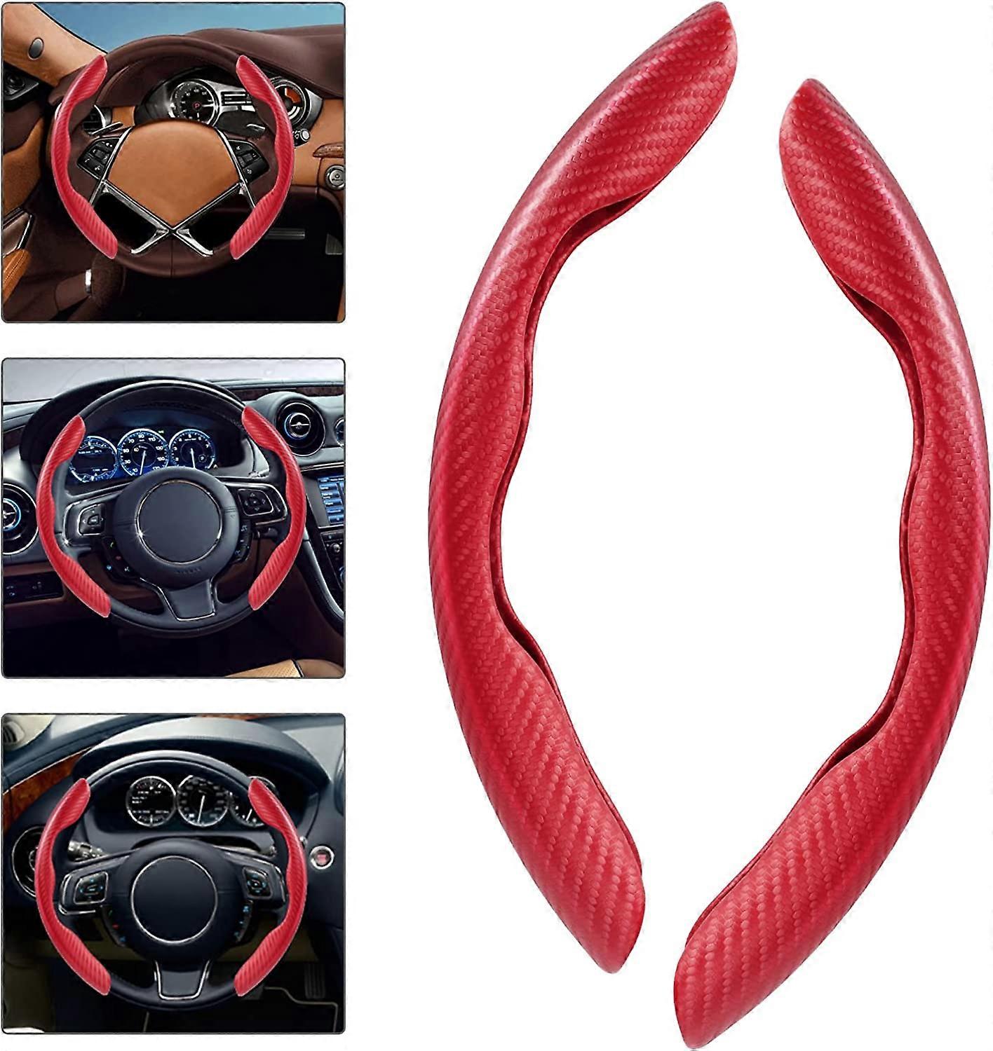 2 Pack Carbon Fiber Anti-Skid Steering Wheel Cover, Segmented Steering Wheel Protector, Non-Slip and Durable, Easy to Install for Steering Wheels of A