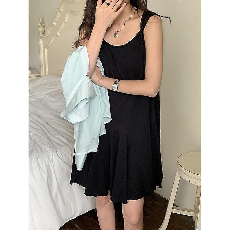 Huang Zheng solid color dress women's 2022 summer Korean version casual inside with bottomless sleeveless vest skirt 122ld8159