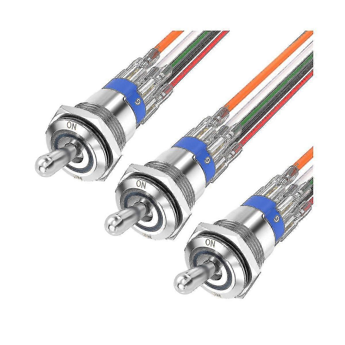 3pcs Toggle Switch Rgb Led Marine Toggle Switch 12v 20a Metal Toggle Rocker Switch Illuminated For