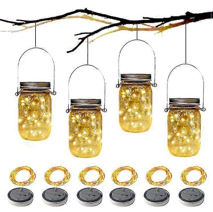 12pcs Mason Jar Lid Fairy String Solar Powered Lights Lamp Garden Party Decor