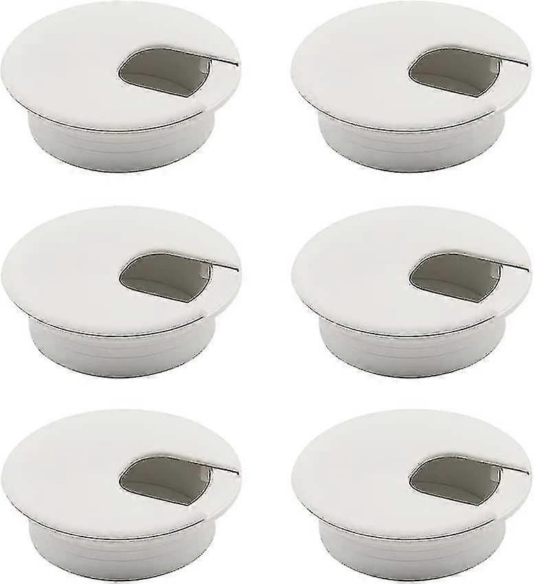6pcs Desktop Cable Grommet,round,white
