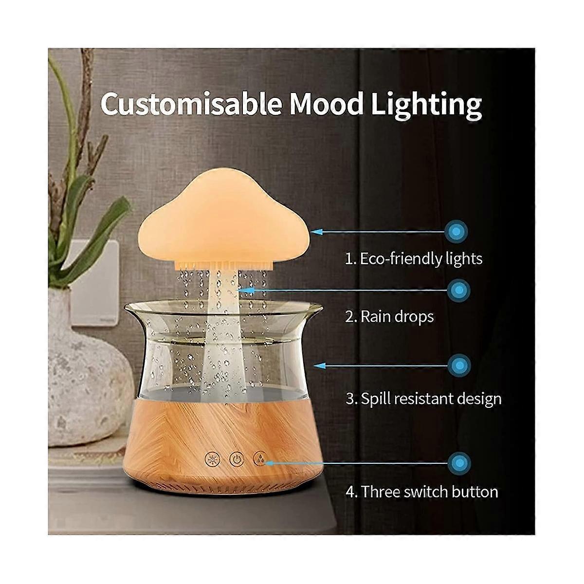Rain Humidifier Diffuser with 7 Colors Night Lights, Essential Oil Therapy Diffuser with Remote Con