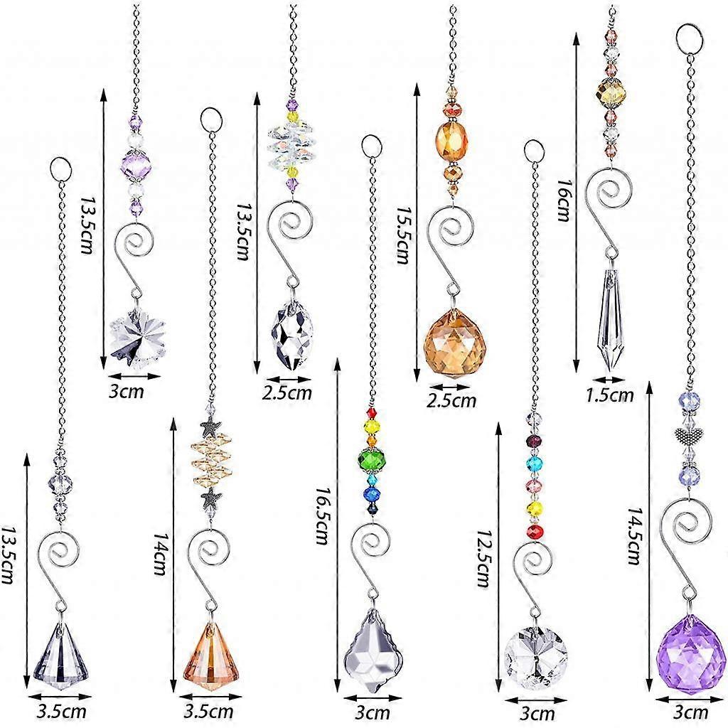 Σετ 9 κρυστάλλων Sun Catcher Παράθυρο για Wall Tree Home Garden