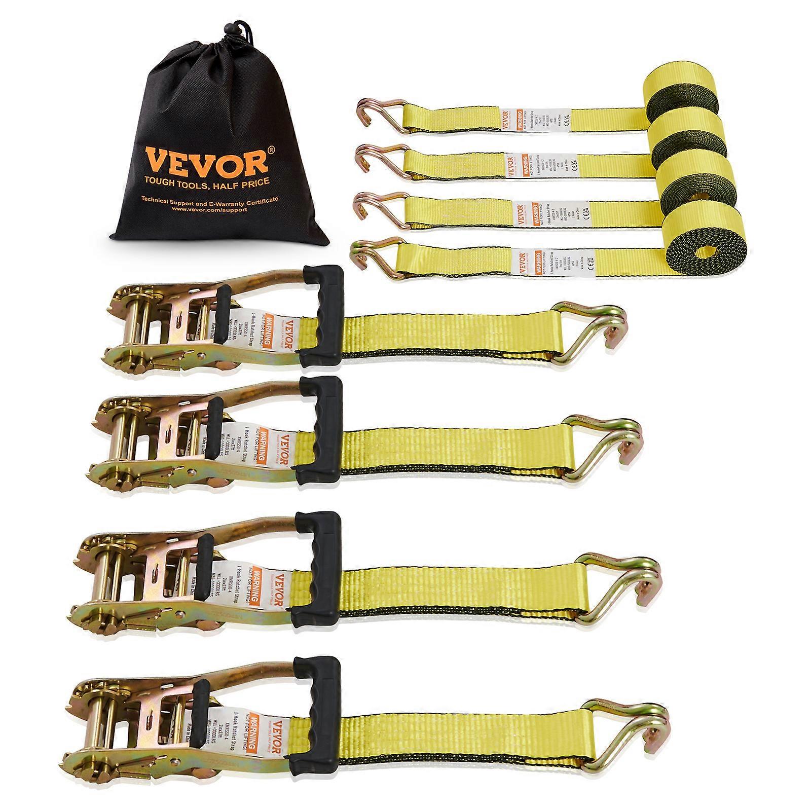 Ratchet Tie Down Straps (4PK), 5000 lb Break Strength, Περιλαμβάνει 4 Premium 2 "x 15' Rachet Tie Downsfor Moving Securing Cargo
