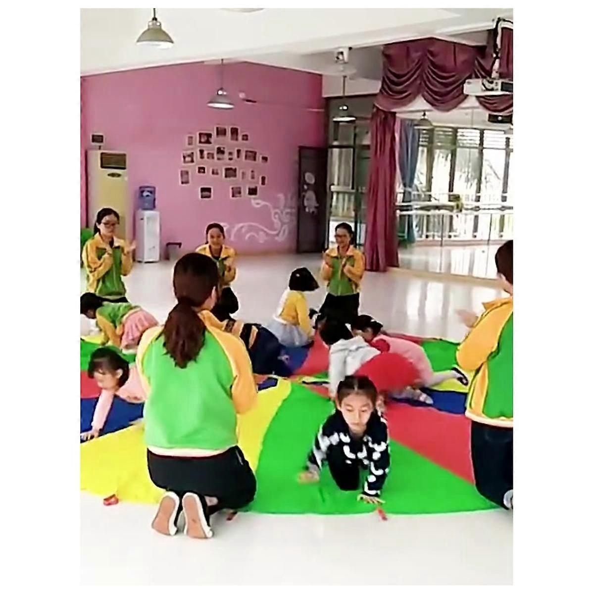 6 Meters Kids Parachute Game, Rainbow Cloth Game Colorful Party Mat with Handles, Kids Outdoor Game Blanket