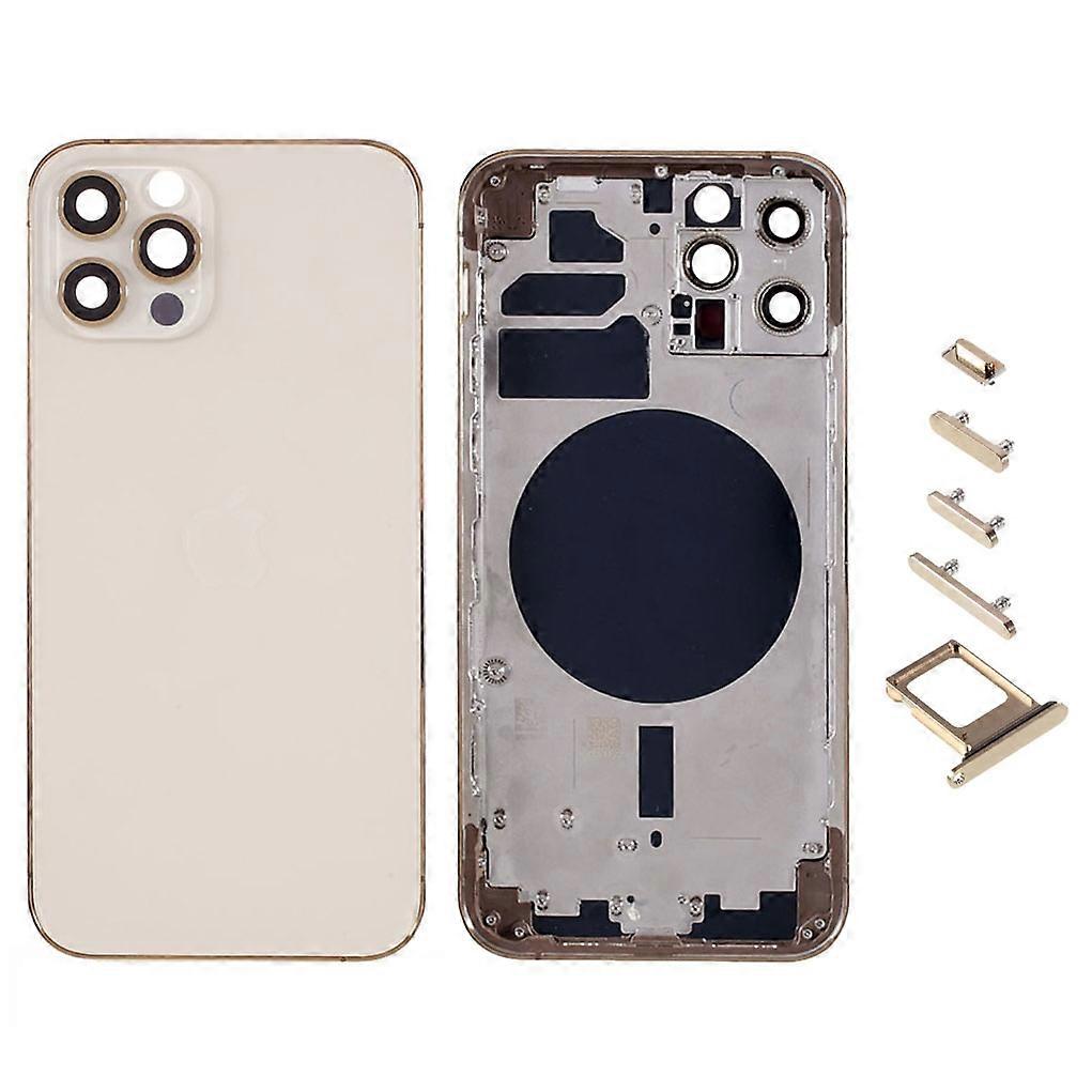 For iPhone 12 Pro Back Battery Housing Cover+Middle Plate Frame+Side Buttons Replacement