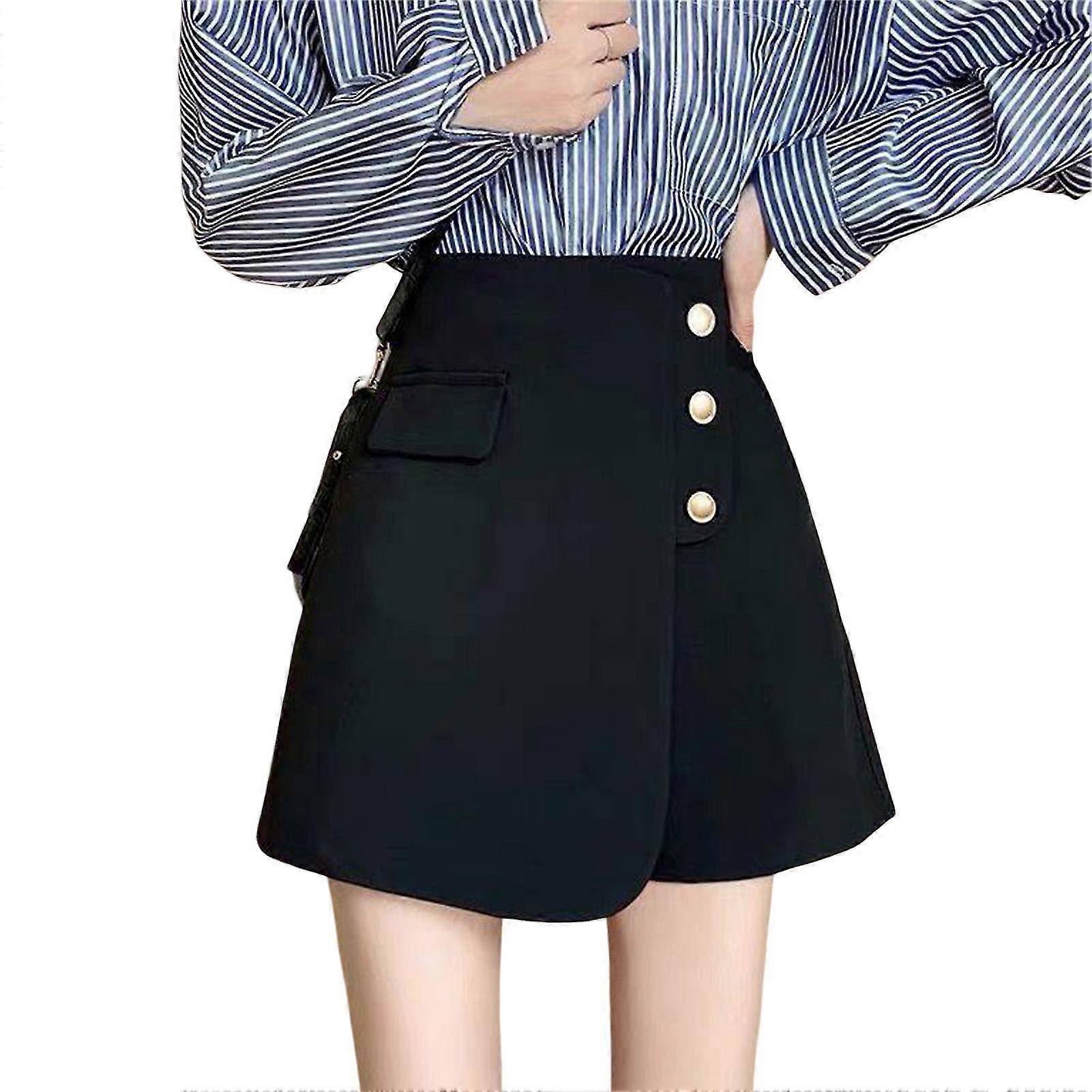 Lässige Skort Zip Back Split Front Summer Solid Wrap Shorts für lässige Bürokleidung am Wochenende