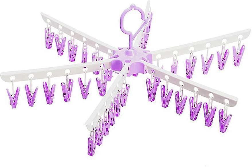 With 36 Clips Plastic Portable Folding Drying Rack (Purple)