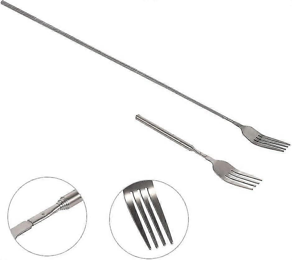 Telescopic Fork Extendable Long Handle Fork Barbecue Toasting Dinner Fruit Dessert Long Fork Cutlery (4 Pcs) (d-583-a)