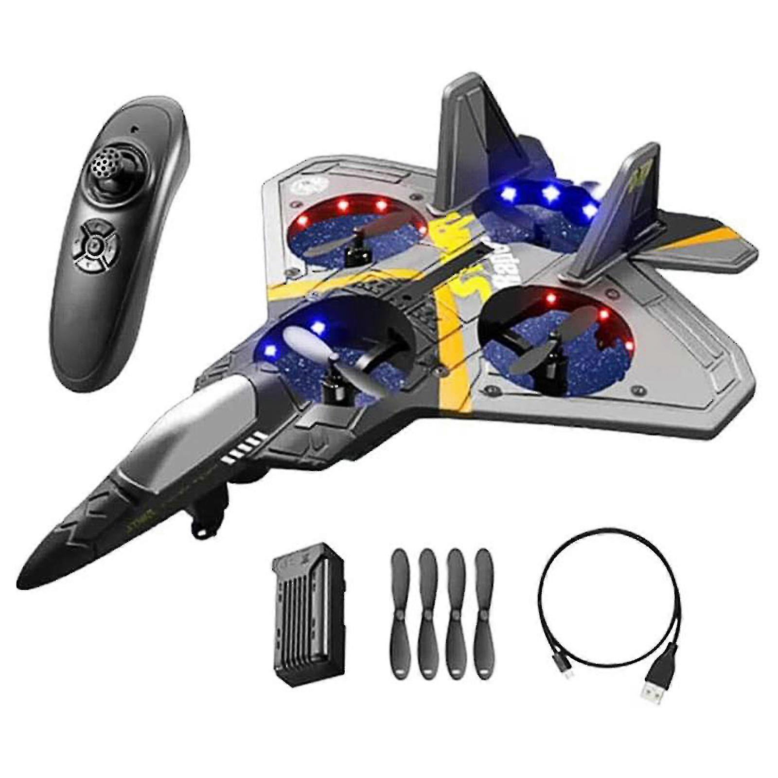 V17 Remote Control Plane 2.4ghz Foam Rc Airplanes Helicopter Quadcopter For Adults Kids,spinning Drone,gravity Sensing,stunt Roll,cool Light,2 Battery