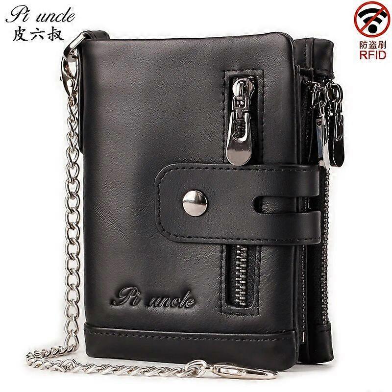 Genuine Leather Men's Wallet Trifold Vintage Hasp Coin Purse Male RFID Multiple Cards Holder Portomonee PORTFOLIO Walet For Man