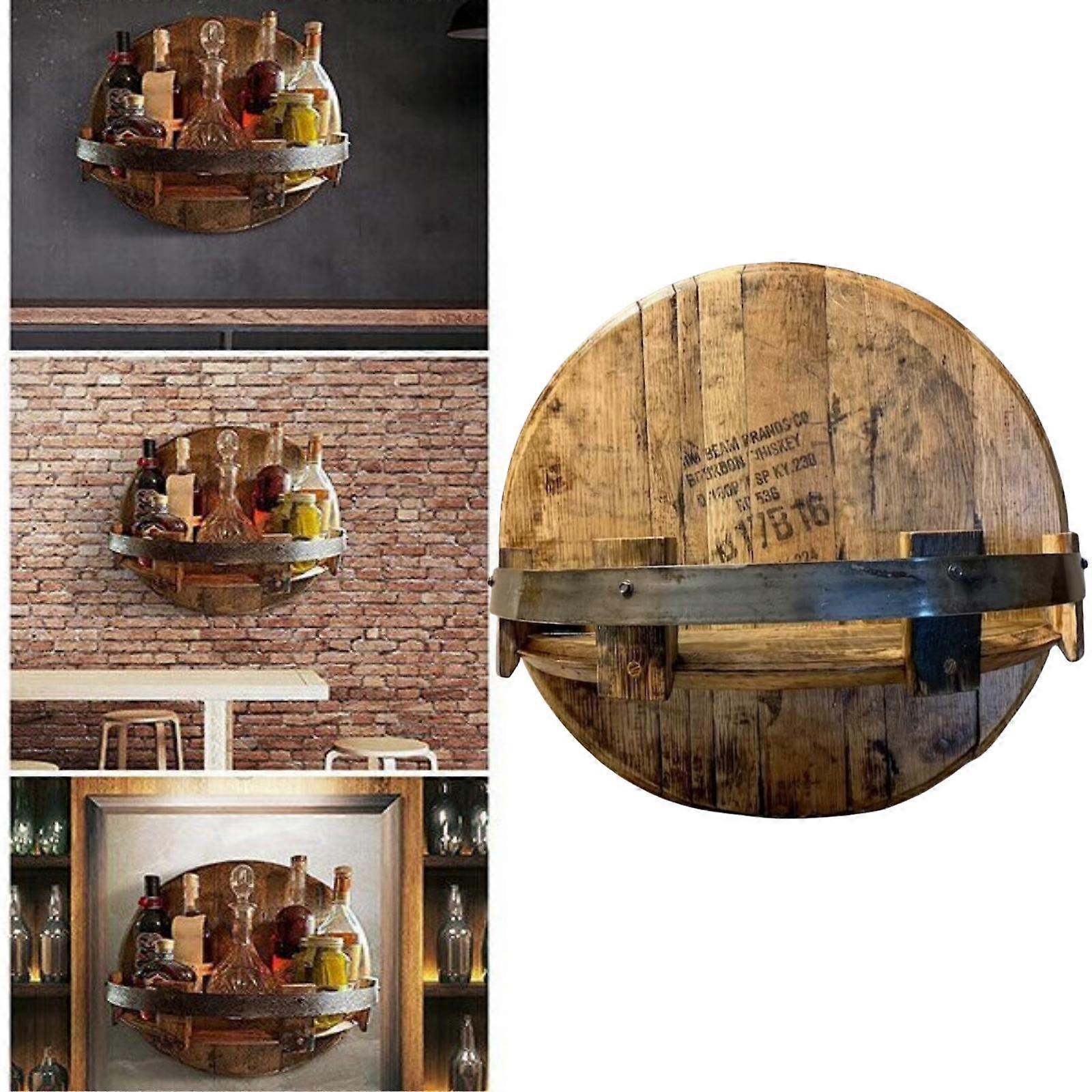 Hand Crafted Liquor Bottle Display Storage Wall Mounted VintageWine Shelf Holder