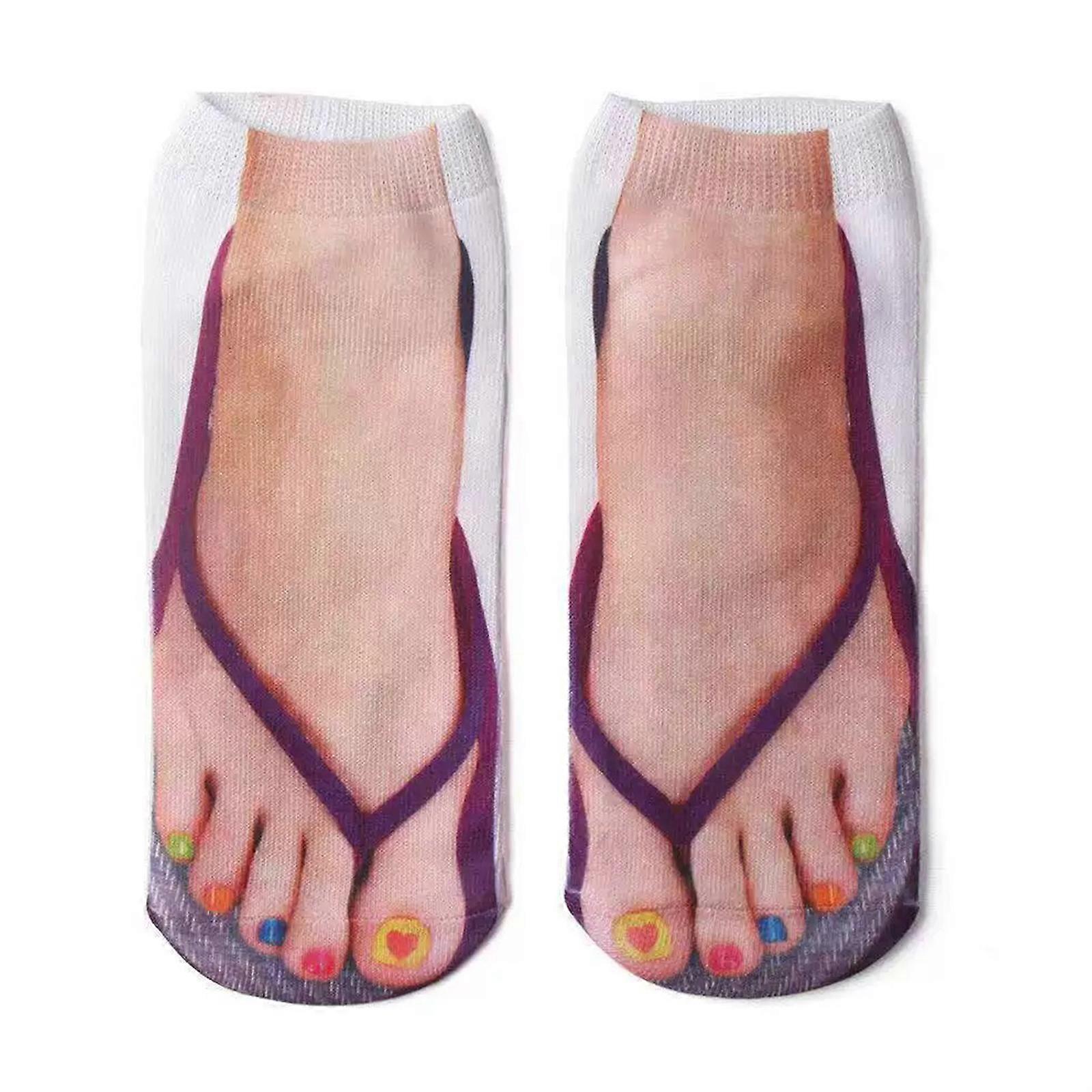 Manicure print socks flip flop print socks 3D pattern socks funny hidden