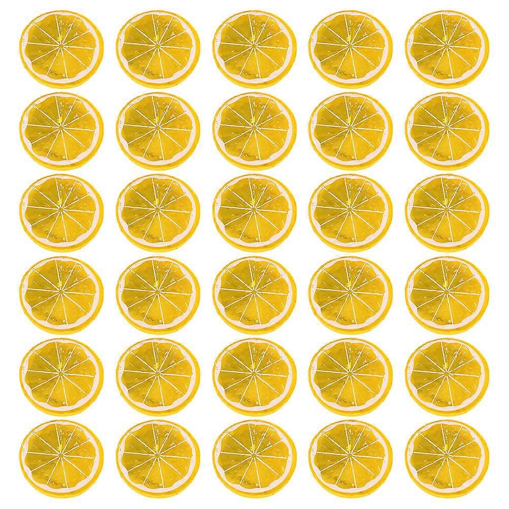30pcs Fake Lime Slices Plastic Lemon Slices Simulation Fruit Model Photo Props