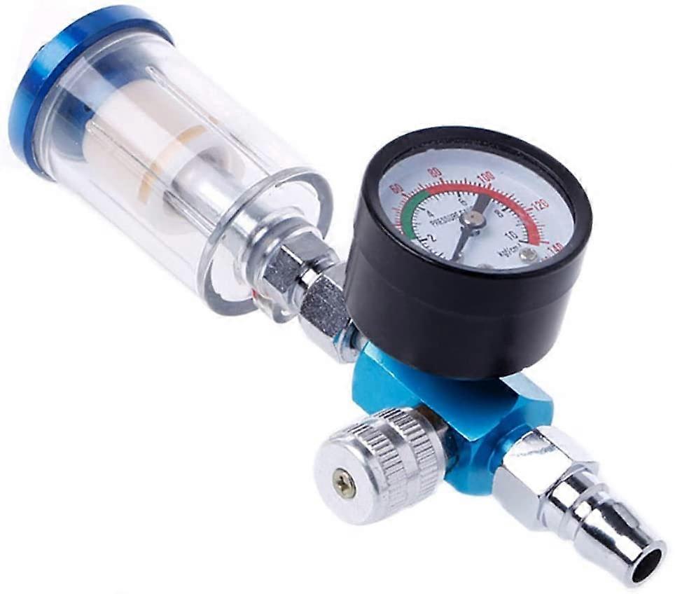 2024Pneumatisk sprutregulatorpistol 1/4" lufttrycksmätare med in-line vattenfälla luftfilterseparator