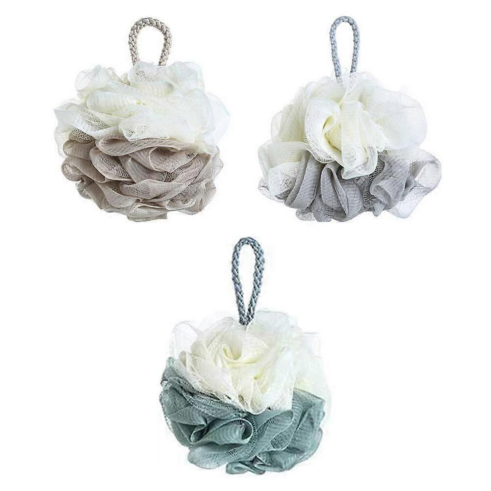 2023 - 3PCS zweifarbige Kunststoff-Mesh-Duschkugel-Luffa-Badeschwamm-Bulk-Duschpuffs zur Reinigung
