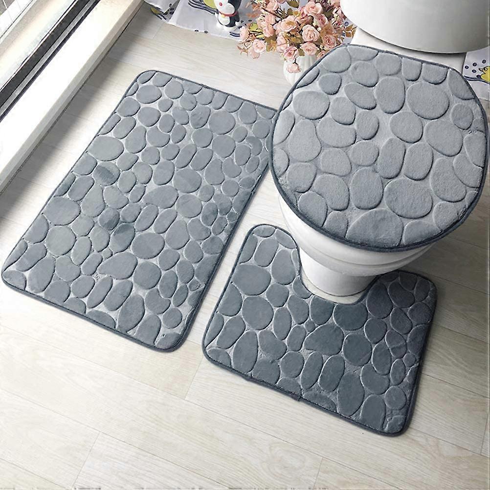 2 Pieces Non-Slip Stand Bath Mat Set Breathable Memory Foam Bath Mats Comfortable Soft Water Absorbe