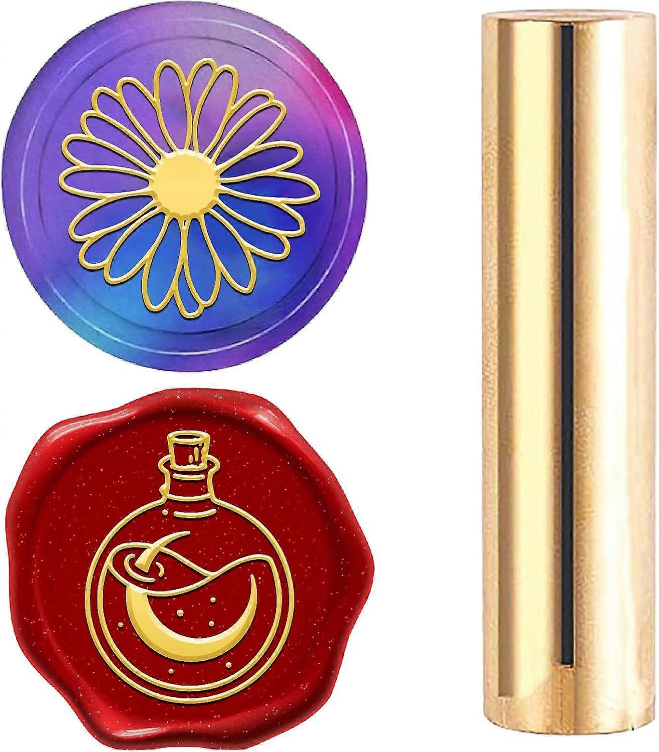2 Sides Pattern Wax Seal Stamp 15mm Mini Daisy Flower Potion Bottle Soild Brass Wedding Vintage Sealing Stamp for Invitations Envelopes Card DIY Craft