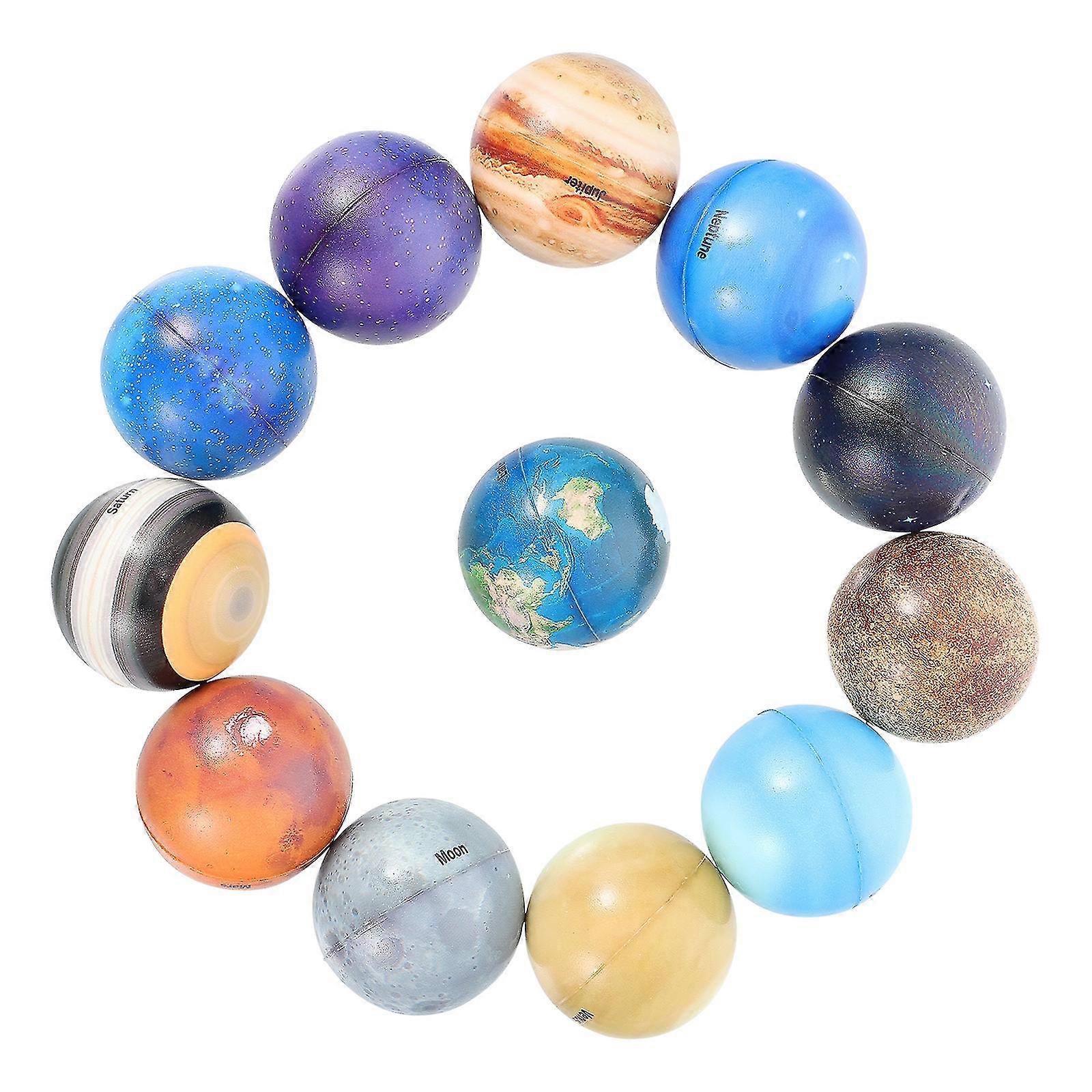 12pcs Planets Bouncy Balls Stress Relief Balls Decompression Balls Playthings