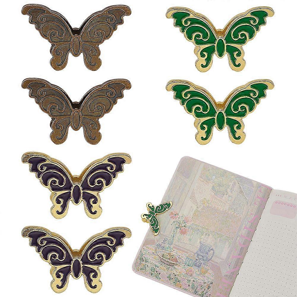 6Pcs 3 Colors Brass Enamel Clips for File Organizer Butterfly Mixed Color 28x50x20mm 2pcs/color
